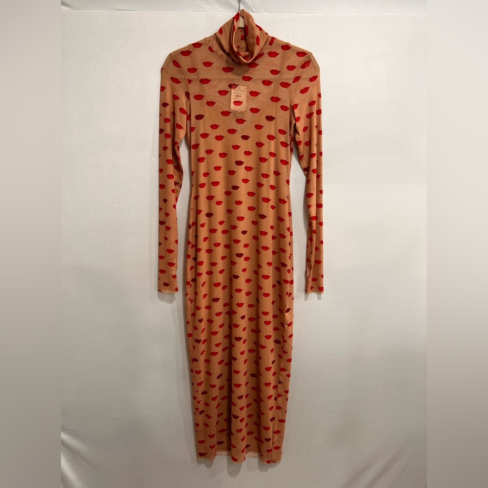 AFRM Red and Tan Long Sleeve Dress